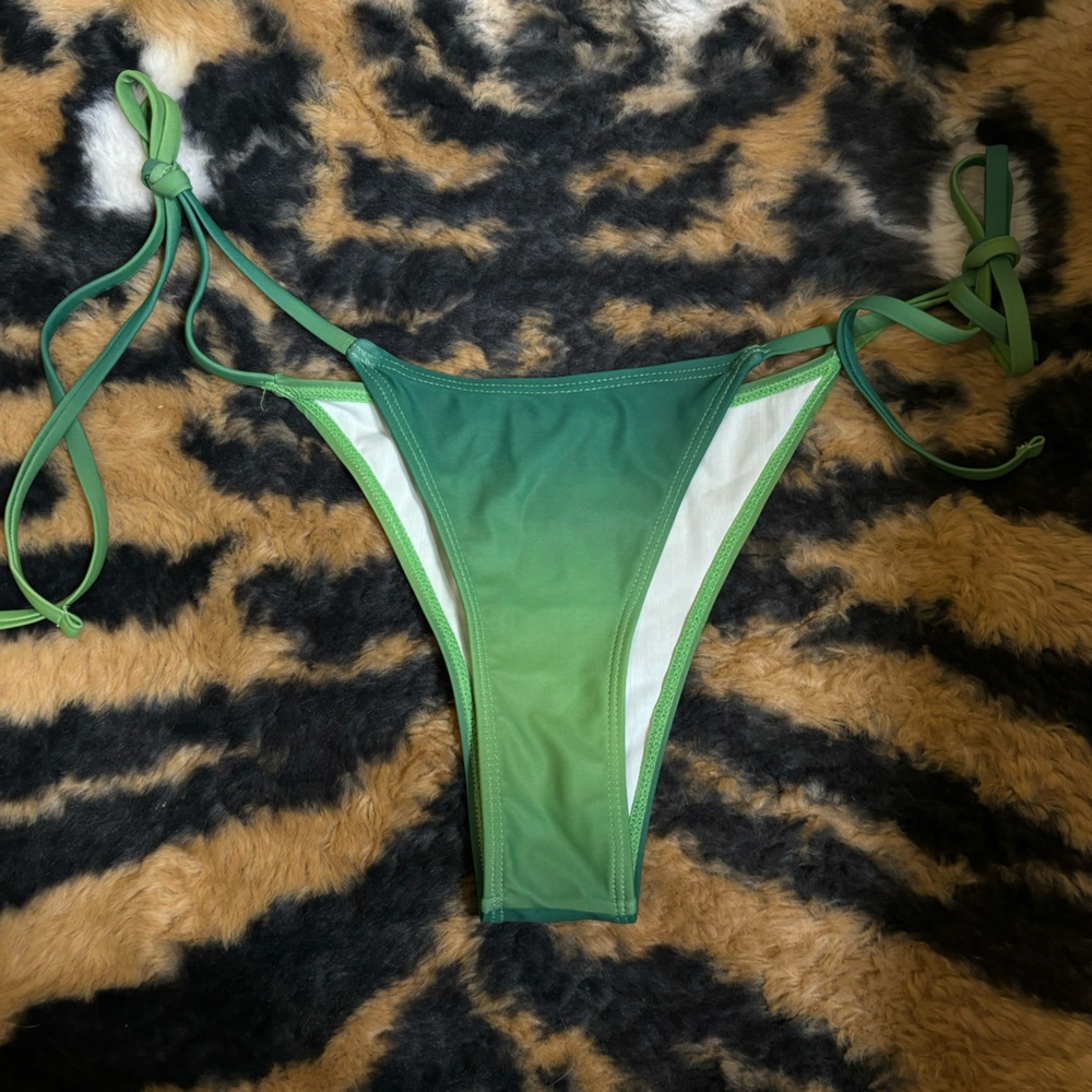 Green ombré tie bikini bottom